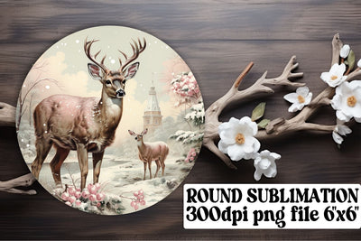 Retro Holiday Round Keychain Design Christmas Watercolor Sublimation afrosvg 