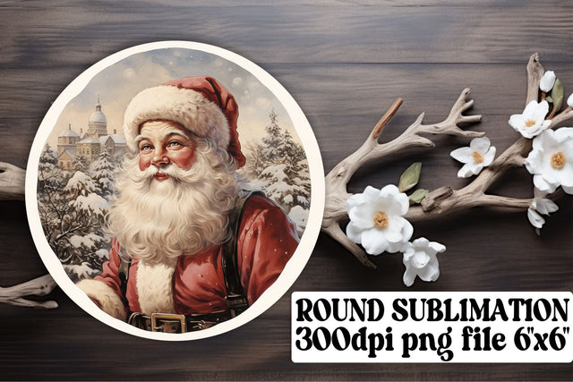 Retro Holiday Round Keychain Design Watercolor Christmas Sublimation afrosvg 