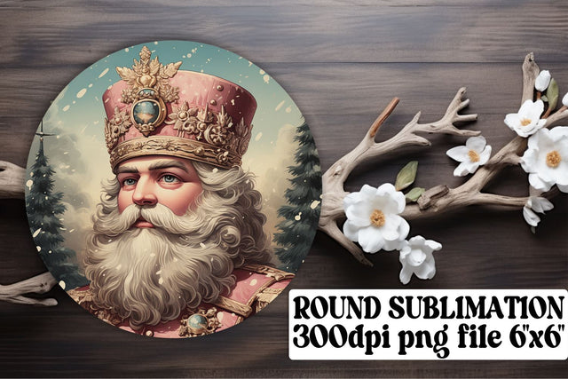 Retro Holiday Round Keychain Design Watercolor Christmas Sublimation afrosvg 