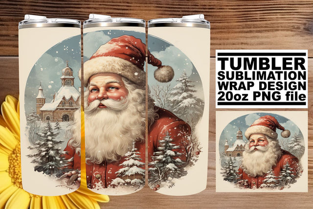 Retro Holiday Tumbler Wrap - Christmas Watercolor 20oz PNG Sublimation afrosvg 