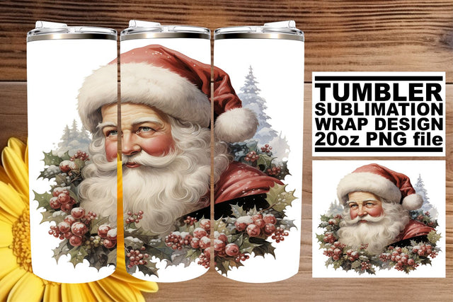 Retro Holiday Tumbler Wrap - Watercolor Christmas Sublimation PNG Sublimation afrosvg 