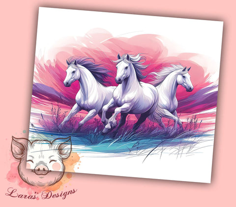 Retro Horse 20oz Tumbler Png, Straight & Tapered Tumbler Png, Horses Galloping Tumbler Png, Digital Download PNG Sublimation Lara' s Designs 