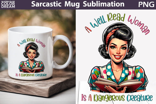 Retro Housewife Book Mug | Sarcastic Mug Quotes Sublimation WatercolorColorDream 