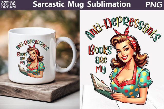 Retro Housewife Book Mug | Sarcastic Mug Quotes Sublimation WatercolorColorDream 