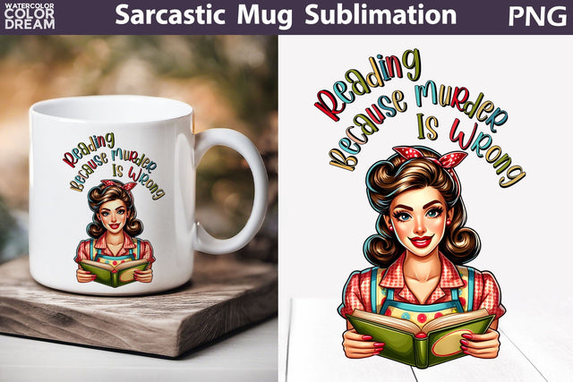 Retro Housewife Book Mug | Sarcastic Mug Quotes Sublimation WatercolorColorDream 