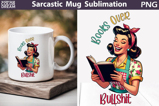 Retro Housewife Book Mug | Sarcastic Mug Quotes Sublimation WatercolorColorDream 