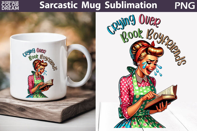 Retro Housewife Book Mug | Sarcastic Mug Quotes Sublimation WatercolorColorDream 
