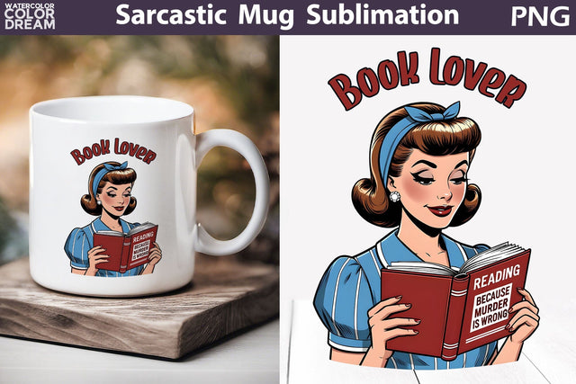 Retro Housewife Book Mug | Sarcastic Mug Quotes Sublimation WatercolorColorDream 