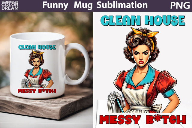 Retro Housewife Mug | Housewife Sarcastic Quotes Mug Sublimation WatercolorColorDream 
