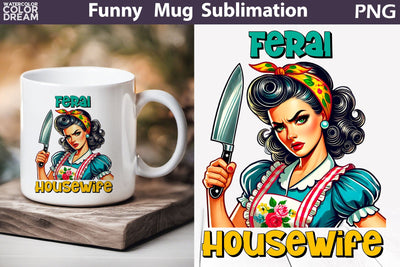 Retro Housewife Mug | Housewife Sarcastic Quotes Mug Sublimation WatercolorColorDream 
