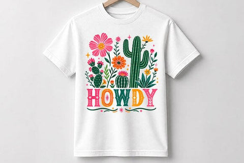 Retro Howdy Cactus Floral PNG | Western Sublimation PNG SVG BillahCrafts 