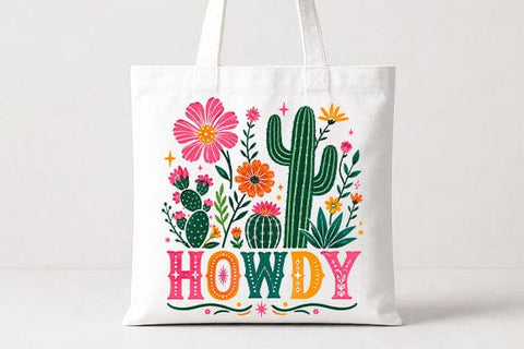Retro Howdy Cactus Floral PNG | Western Sublimation PNG SVG BillahCrafts 