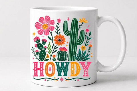 Retro Howdy Cactus Floral PNG | Western Sublimation PNG SVG BillahCrafts 
