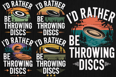 Retro I'd Rather Be Throwing Discs T-shirt Bundle SVG Creativeart88 