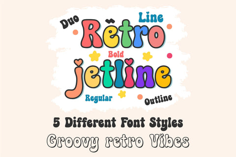 Retro Jetline Font | Groovy 70s-Inspired Font with 4 Styles | Regular, Bold, Duo & Outline SVG TonisArtStudio 