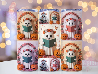 Retro Kawaii Ghost Halloween Tumbler, Cute Halloween Sublimation Design, 20oz Spooky Cup Wrap, Vintage Halloween Ghost Wrap, Kawaii Ghost Drinkware, 70s Halloween Tumbler, Pastel Spooky Season Wrap Sublimation SvggirlplusArt 