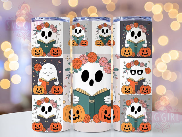 Retro Kawaii Ghost Halloween Tumbler, Cute Halloween Sublimation Design, 20oz Spooky Cup Wrap, Vintage Halloween Ghost Wrap, Kawaii Ghost Drinkware, 70s Halloween Tumbler, Pastel Spooky Season Wrap Sublimation SvggirlplusArt 