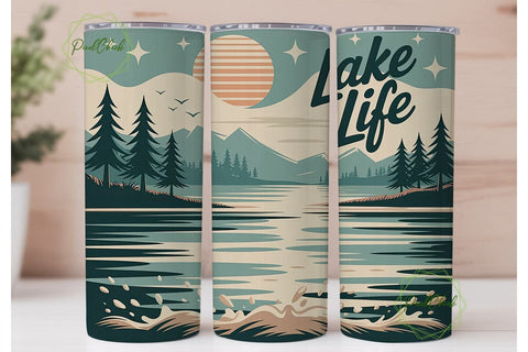 Retro Lake Life 20oz Tumbler Wrap Sublimation PixelChick 