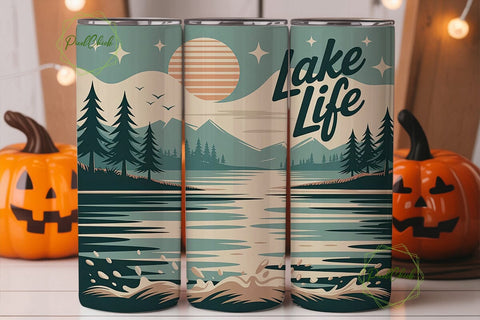 Retro Lake Life 20oz Tumbler Wrap Sublimation PixelChick 