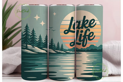 Retro Lake Life 20oz Tumbler Wrap Sublimation PixelChick 
