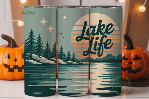 Retro Lake Life 20oz Tumbler Wrap Sublimation PixelChick 