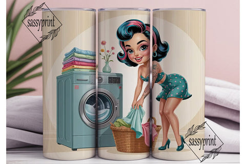 Retro Laundry Pin-Up 20oz Tumbler Wrap Sublimation sassyprint 