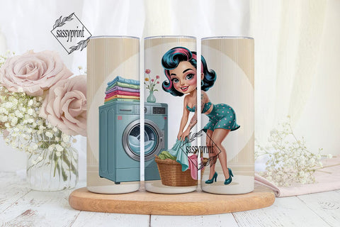 Retro Laundry Pin-Up 20oz Tumbler Wrap Sublimation sassyprint 