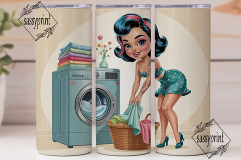 Retro Laundry Pin-Up 20oz Tumbler Wrap Sublimation sassyprint 