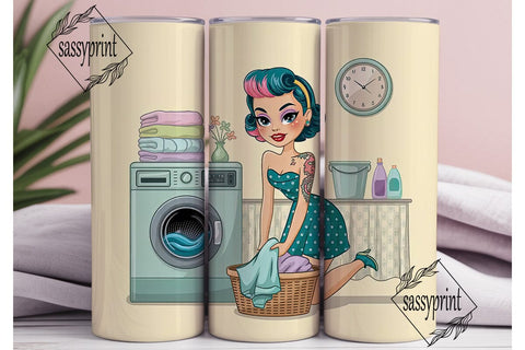 Retro Laundry Pin-Up 20oz Tumbler Wrap Sublimation sassyprint 