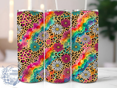 Retro Leopard Daisy 20oz Tumbler, Retro Leopard Daisy, Leopard Daisy PNG, Daisy Tumbler Wrap, Retro Daisy Tumbler, Leopard Tumbler, 20oz Tumbler Wrap, Daisy Tumbler PNG Sublimation ToriDesigns 