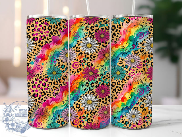 Retro Leopard Daisy 20oz Tumbler, Retro Leopard Daisy, Leopard Daisy PNG, Daisy Tumbler Wrap, Retro Daisy Tumbler, Leopard Tumbler, 20oz Tumbler Wrap, Daisy Tumbler PNG Sublimation ToriDesigns 