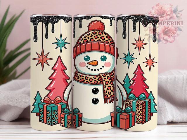 Retro Leopard Snowman 20oz Tumbler, Retro Leopard, Leopard Snowman, Retro Snowman, Snowman Tumbler, Leopard Tumbler, 20oz Tumbler Wrap, Retro Leopard PNG Sublimation Li Zamperini 