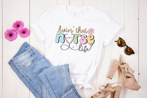 Retro Livin That Nurse Life Sublimation Sublimation CraftLabSVG 