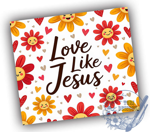 Retro Love Like Jesus 20oz Skinny Tumbler PNG, Christian Tumbler Wrap, Sublimation Design, Straight & Tapered Tumbler Wrap, Instant Digital Download Sublimation ToriDesigns 