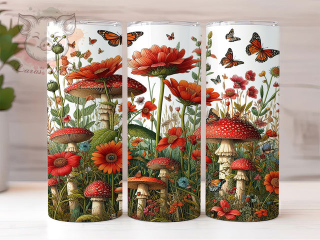 Retro Magic Mushroom Psychedelic Tumbler, Magic Mushrooms Tumbler, 20oz Tumbler Wrap, Psychedelic Tumbler, Vintage Mushroom Tumbler, Boho Mushroom Tumbler, Funky Mushroom Design Sublimation Lara' s Designs 