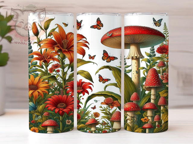 Retro Magic Mushroom Psychedelic Tumbler, Magic Mushrooms Tumbler, 20oz Tumbler Wrap, Psychedelic Tumbler, Vintage Mushroom Tumbler, Boho Mushroom Tumbler, Funky Mushroom Design Sublimation Lara' s Designs 