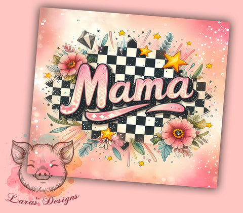 Retro Mama 20 oz Skinny Tumbler Sublimation Design, Straight & Tapered Tumbler Png, Vintage Mom Tumbler Png, Digital Download PNG Sublimation Lara' s Designs 