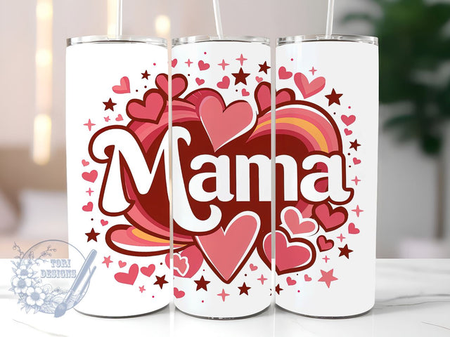 Retro Mama 20oz Skinny Tumbler, Mother's Day Tumbler Png, Straight & Tapered Tumbler Wrap, Instant Digital Download Sublimation ToriDesigns 