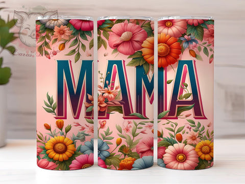 Retro Mama 20oz Tumbler Png, Straight & Tapered Tumbler Png, Pink Floral Mom Tumbler Png, Digital Download PNG Sublimation Lara' s Designs 
