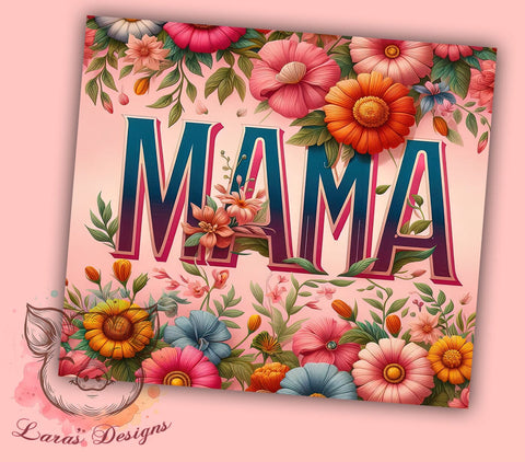 Retro Mama 20oz Tumbler Png, Straight & Tapered Tumbler Png, Pink Floral Mom Tumbler Png, Digital Download PNG Sublimation Lara' s Designs 