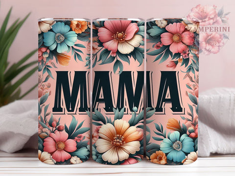 Retro Mama 20oz Tumbler Wrap PNG, Pink Floral Mom Tumbler Png, Straight & Tapered Tumbler Wrap, Instant Digital Download Sublimation Li Zamperini 