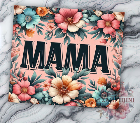 Retro Mama 20oz Tumbler Wrap PNG, Pink Floral Mom Tumbler Png, Straight & Tapered Tumbler Wrap, Instant Digital Download Sublimation Li Zamperini 