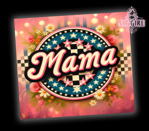 Retro Mama 20oz Tumbler Wrap Sublimation Design, Straight Tapered Tumbler Wrap, Vintage Mom Tumbler Png, Instant Digital Download Sublimation SvggirlplusArt 