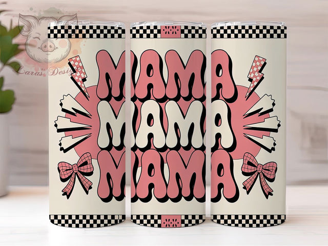 Retro Mama Coquette 20oz Tumbler, Coquette Style Tumbler, 20oz Sublimation Wrap, Vintage Mama Drinkware, Trendy Mom Tumbler, Aesthetic Mom Gift, 70s Retro Tumbler Sublimation Lara' s Designs 