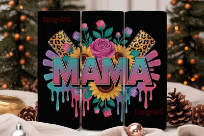 Retro Mama Floral 20oz Tumbler Wrap Sublimation DesignSVG 
