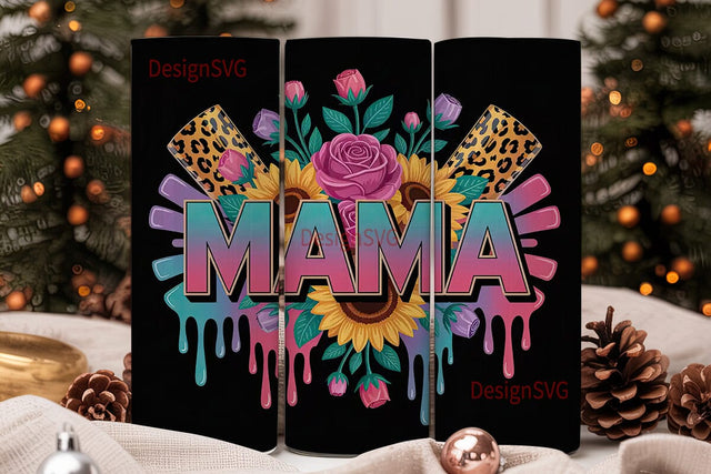 Retro Mama Floral 20oz Tumbler Wrap Sublimation DesignSVG 