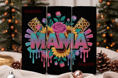 Retro Mama Floral 20oz Tumbler Wrap Sublimation DesignSVG 