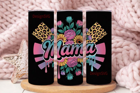 Retro Mama Floral 20oz Tumbler Wrap Sublimation DesignSVG 