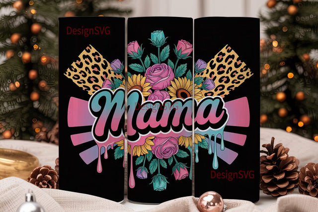 Retro Mama Floral 20oz Tumbler Wrap Sublimation DesignSVG 