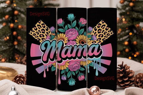 Retro Mama Floral 20oz Tumbler Wrap Sublimation DesignSVG 